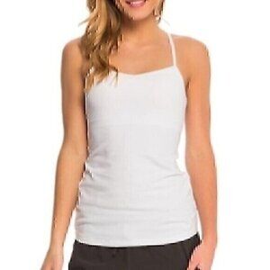LUCY ACTIVEWEAR Solid White Sleeveless Racerback Shelf Bra Active Tank Top Small